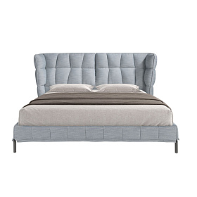 Кровать 7211 из ткани светло-голубовато-серого цвета 