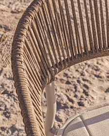 Уличный стул Alimia из алюминия цвета экрю с бежевой веревкой