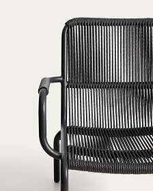 Уличное кресло Salis из графитового алюминия и темно-серой веревки