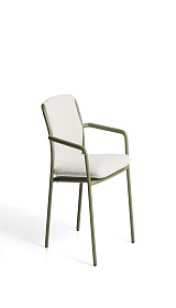 Уличный стул Linosa из зеленого алюминия с бежевой подушкой