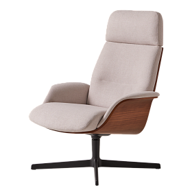 Кресло Rever с высокой спинкой из орехового дерева, обивкой и алюминиевым поворотным основанием