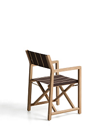 Складной уличный стул Vilara коричнево-бежевый с каркасом из акации