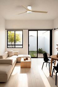 Потолочный вентилятор PUNT TUB M Ш1300 белый/клен 3P LED 18W TUYA