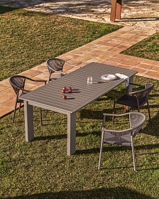 Раздвижной стол Livorno из алюминия цвета таупе, 233(350) x 100 см