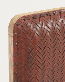 Изголовье кровати Natesa из массива тика и кожи 163 x 60 см