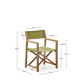 Складной стул Vilara для улицы из акации и текстиля зеленого цвета