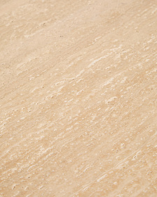 Приставной столик Pirita из бежевого травертина с ножками из дуба натурального цвета, 71 x 70 см