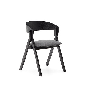 Стул Godia из дерева с черной отделкой и серым шениллом