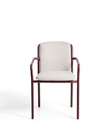 Уличный стул Linosa из бордового алюминия с бежевой подушкой