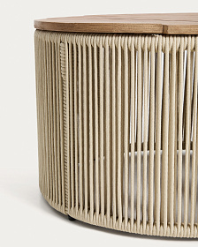 Уличчный столик Dandara из стали, веревки цвета экрю и массива акации Ø60 см