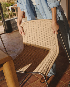 Уличный стул Tavari из бежевой веревки и стали