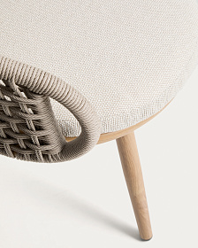 Уличный стул Lidario из алюминия с отделкой под дерево и бежевой веревки