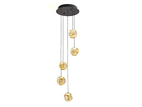 Люстра Zaria 5L черный/бронзовый/янтарный D25 DIM
