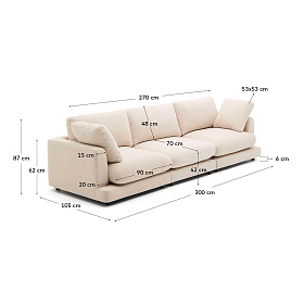 Диван Gala 4-местный из бежевого шенилла 