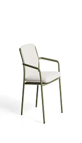 Уличный стул Linosa из зеленого алюминия с бежевой подушкой