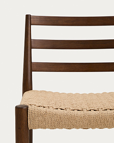 Полубарный стул Analy из массива дуба в отделке орех и веревочным сиденьем 65 см