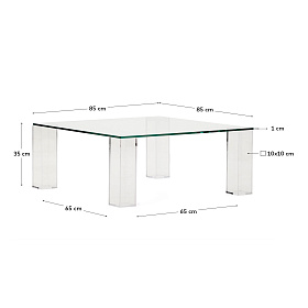 Журнальный столик Adularia из стекла прозрачного цвета 85 x 85