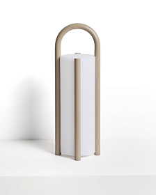 Большая портативная настольная лампа Leros из полиэтилена и стали бежевого цвета