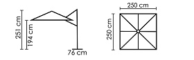 Зонт Voyager T1 ANTHRACITE — LIGHT GREY 250 x 250 (с основанием и чехлом)