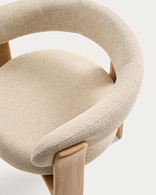 Уличный стул Granite бежевый с ножками из тикового дерева