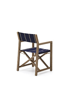 Уличный складной стул Vilara в сине-бежевую полоску из акации