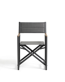 Складной уличный стул Tisno из графитового алюминия и серого текстиля