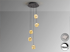 Люстра Zaria 5L черный/бронзовый/янтарный D25 DIM