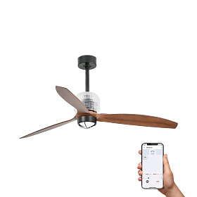 Потолочный вентилятор DECO FAN M, черный/ореховый, 3000K, TUYA