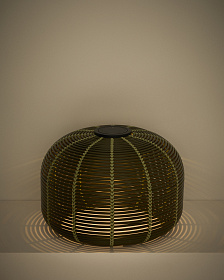 Уличный светильник Garoina из зеленого искусственного ротанга Ø50 см