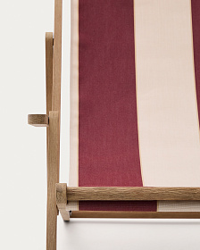 Vilara Складной шезлонг для улицы в полоску бордового и бежевого цвета
