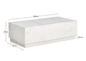 Журнальный столик Sorein из белого мрамора 100 x 50 см