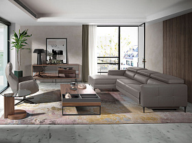 Диван с левым шезлонгом 6125/5237-L-M5655 кожаный с механизмом релаксации