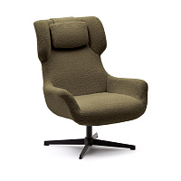 Zalina Вращающееся кресло с подлокотниками из темно-зеленой ткани букле