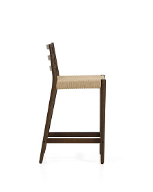 Полубарный стул Analy из массива дуба в отделке орех и веревочным сиденьем 65 см