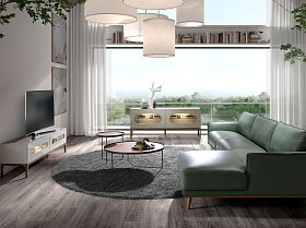 Тумба под ТВ 3242/CP2205TV2 из серого и орехового дерева с внутренней подсветкой