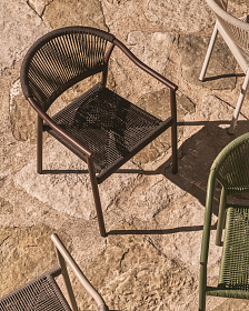 Уличный стул Livadia из коричневого алюминия и веревки