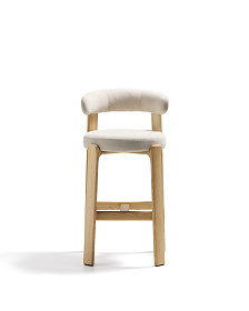 Барный стул Granite из бежевой синели и ясеня с натуральной отделкой 75 см