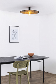 Настенный/потолочный светильник Costas 600 H140 черный/из ротанга