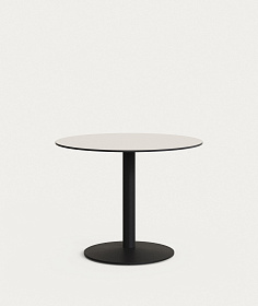 Esilda Садовый круглый стол белого цвета с черной металлической ножкой