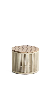 Уличчный столик Dandara из стали, веревки цвета экрю и массива акации Ø60 см