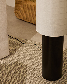 Напольная лампа Dulan из черного металла с абажуром из хлопка