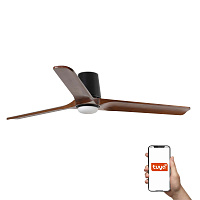 Потолочный вентилятор HEYWOOD TUB L Ш1320 черный/орех 3P LED 10W TUYA