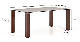 Стол Adularia из коричневого закаленного стекла 160 x 90 см