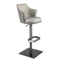 Поворотный барный стул 4231 из серой ткани и темно-серой экокожи