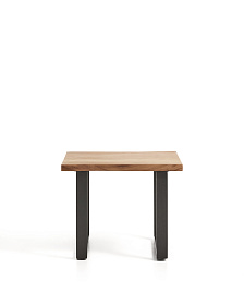 Приставной столик Uxue из акации с ножками из черной стали, 65 x 65 см