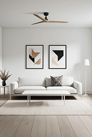 Вентилятор KLIM M Ш1250mm черный / светлый дуб 3 PALAS 