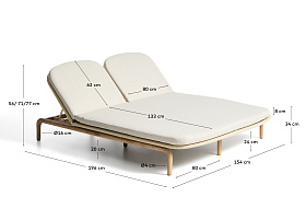 Двойной шезлонг Alipa из массива акации и веревки цвета экрю