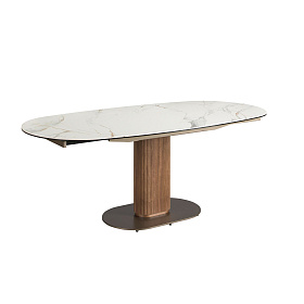 Раздвижной обеденный стол 1165 из ореха и белой керамики