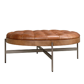 Круглый журнальный столик 2147 из темно-коричневой кожи