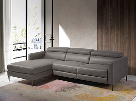 Диван с левым шезлонгом 6125/5237-L-M5655 кожаный с механизмом релаксации